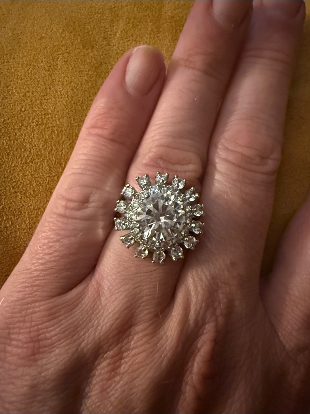 Crystal Halo Statement Ring - Silver Tone